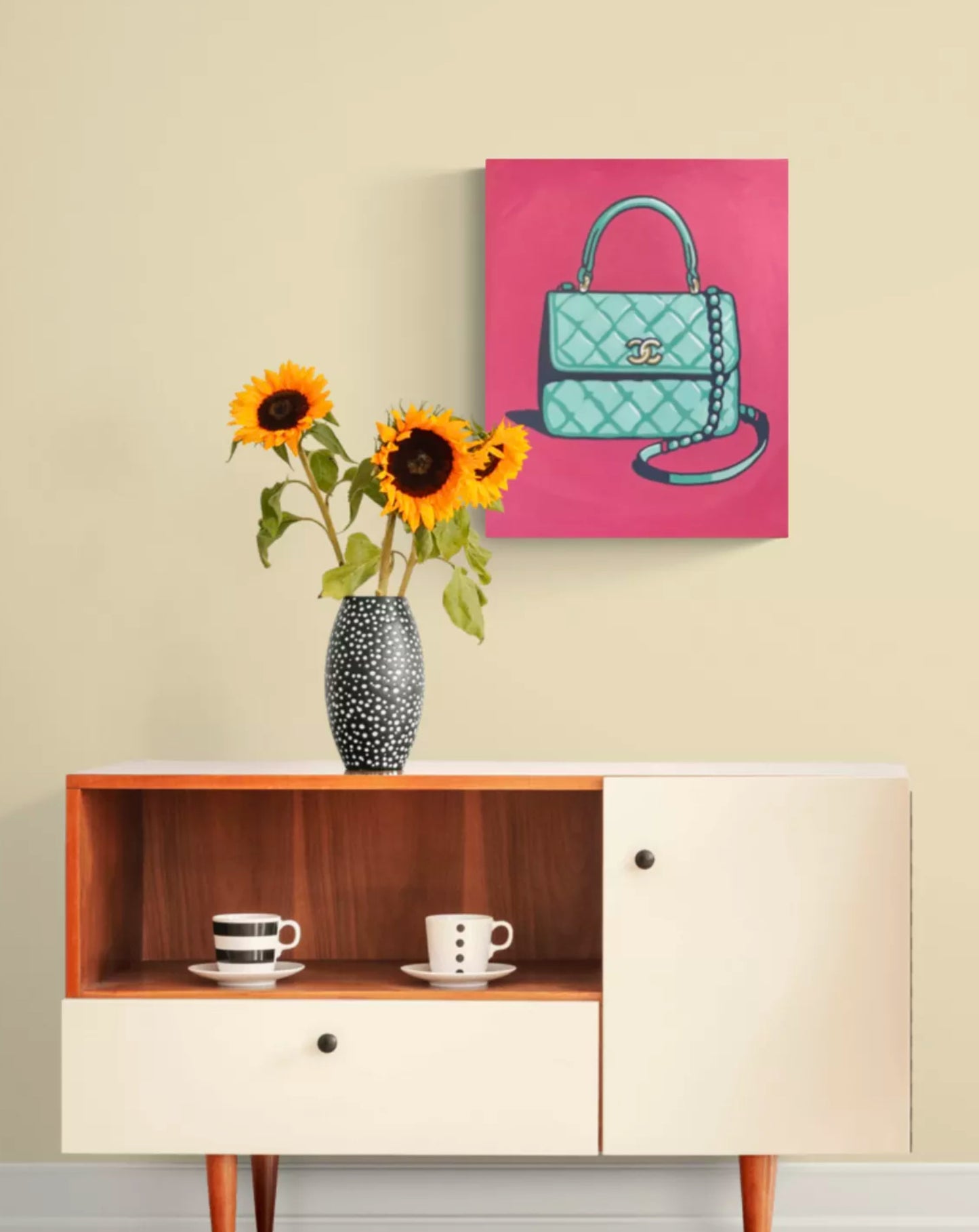 Flap bag with top handle